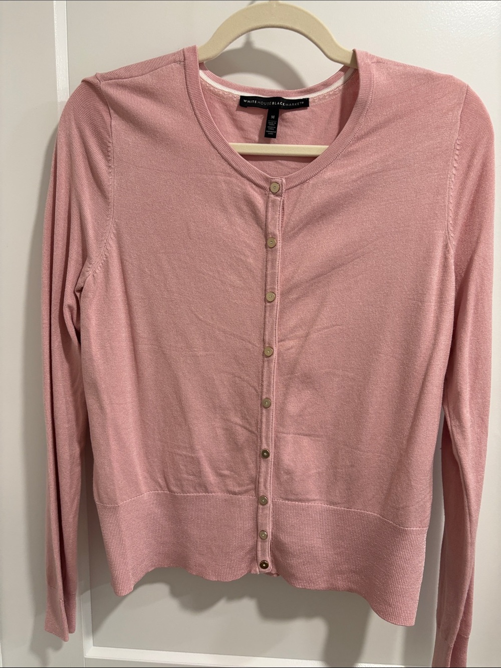 White House Black Market Pink Button-Front Cardigan